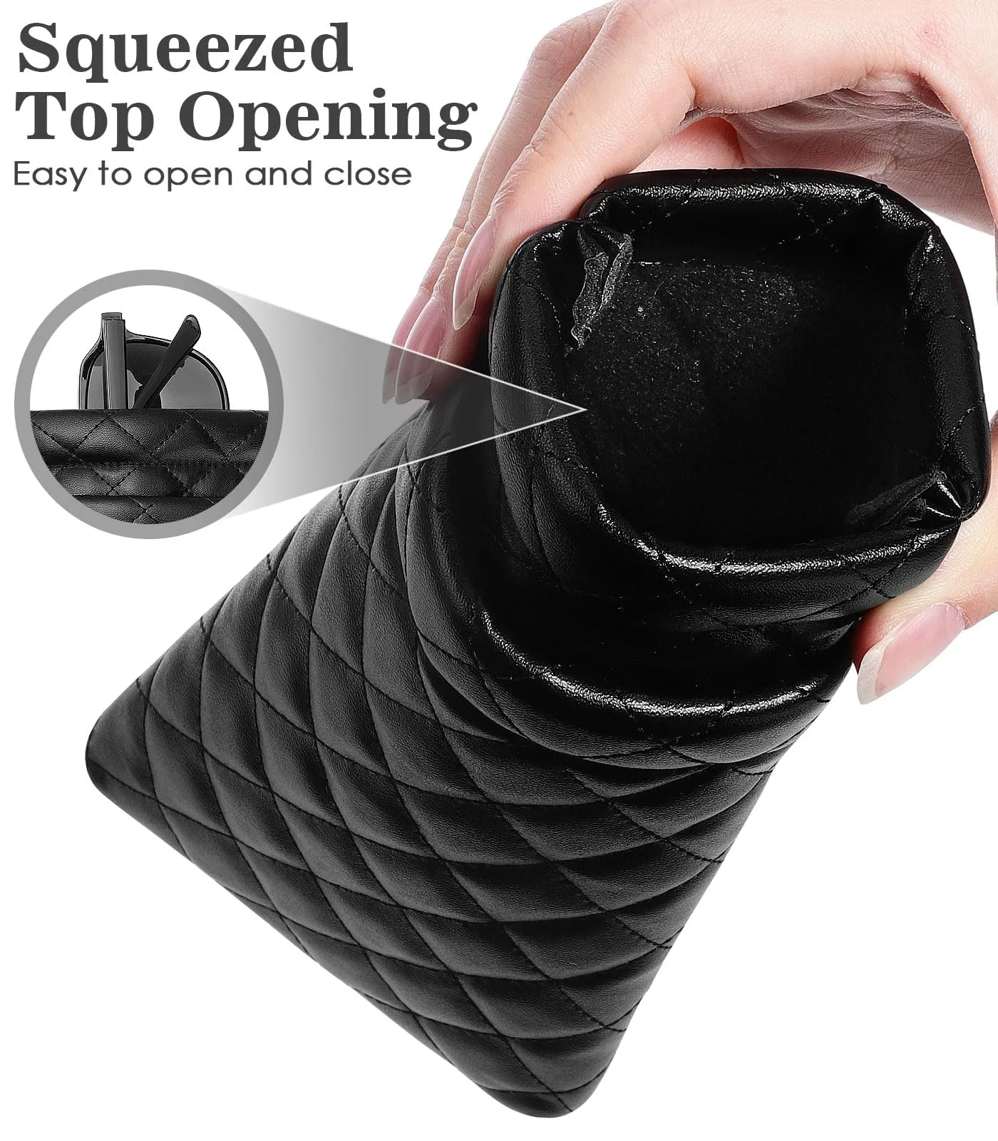 Glasses case, Soft PU leather double layer sunglasses case for , Portable