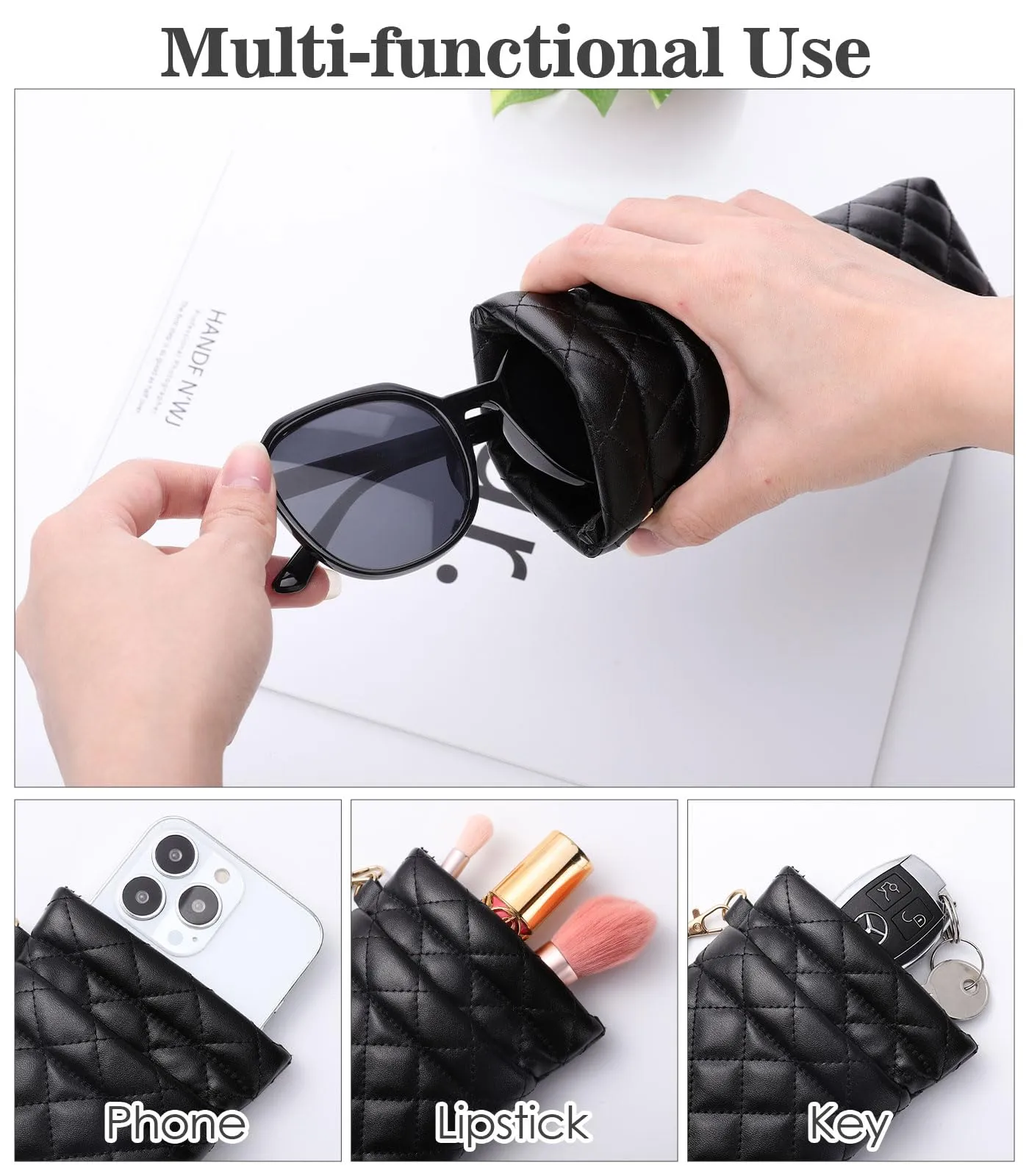 Glasses case, Soft PU leather double layer sunglasses case for , Portable