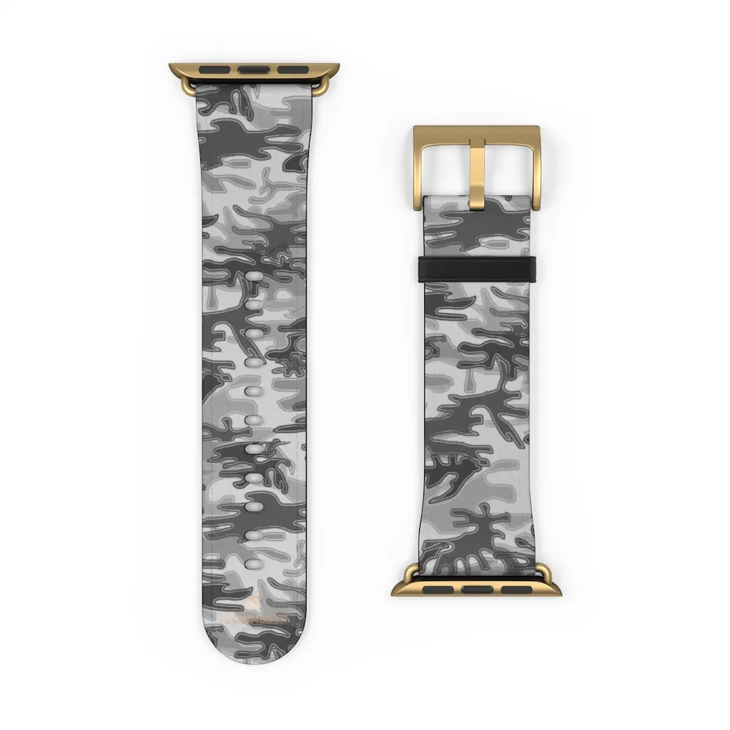 Grey Camo Apple Watch Band, 38mm/42mm Watch Band For Apple Watch- Made in USA