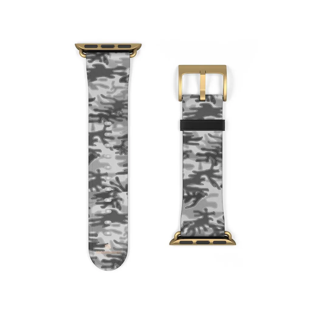 Grey Camo Apple Watch Band, 38mm/42mm Watch Band For Apple Watch- Made in USA