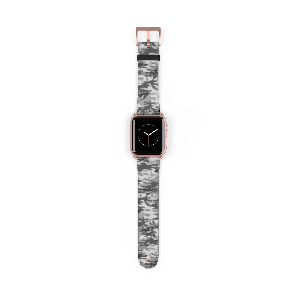 Grey Camo Apple Watch Band, 38mm/42mm Watch Band For Apple Watch- Made in USA