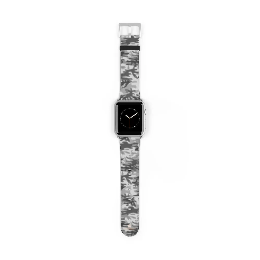 Grey Camo Apple Watch Band, 38mm/42mm Watch Band For Apple Watch- Made in USA