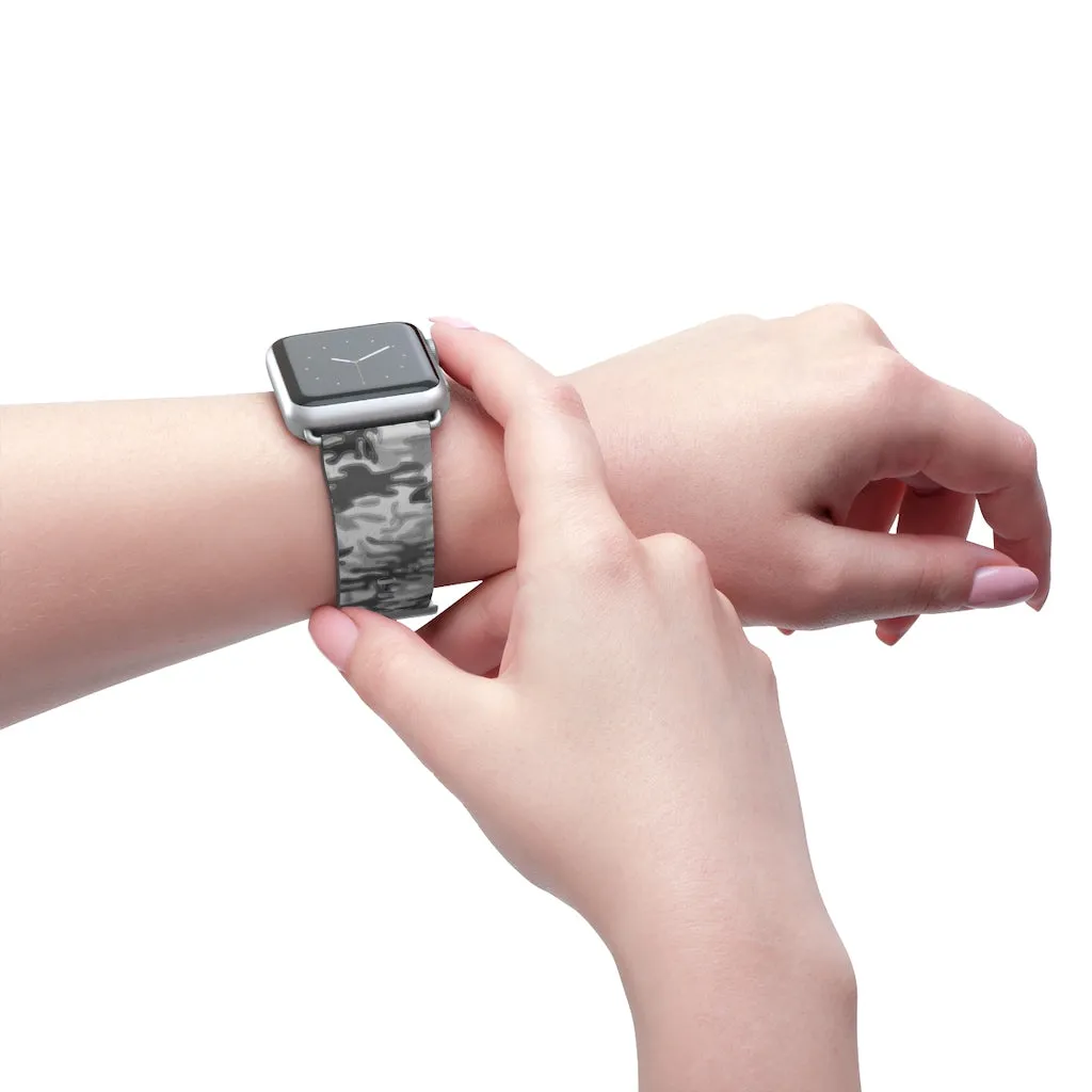 Grey Camo Apple Watch Band, 38mm/42mm Watch Band For Apple Watch- Made in USA