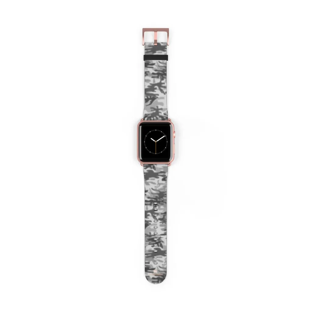 Grey Camo Apple Watch Band, 38mm/42mm Watch Band For Apple Watch- Made in USA