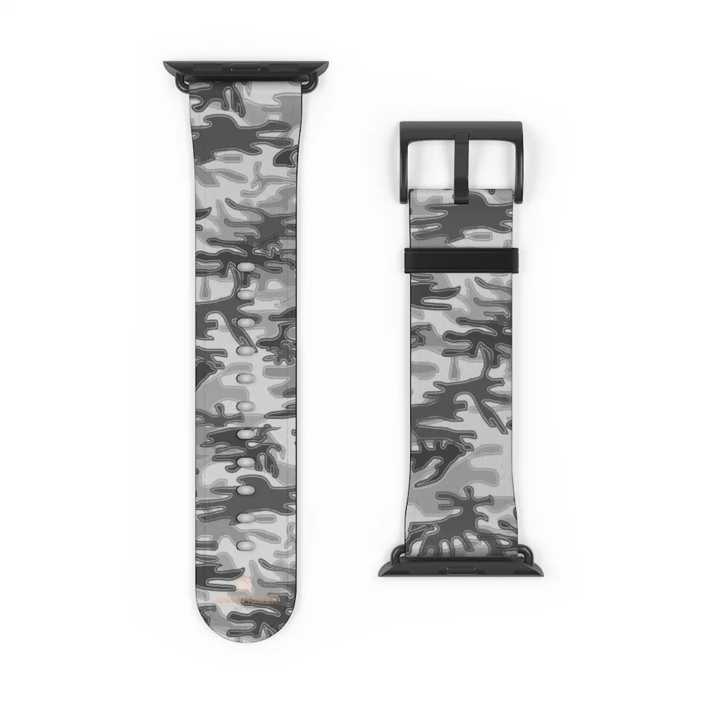 Grey Camo Apple Watch Band, 38mm/42mm Watch Band For Apple Watch- Made in USA