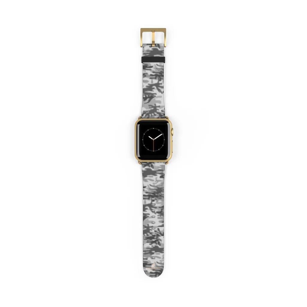 Grey Camo Apple Watch Band, 38mm/42mm Watch Band For Apple Watch- Made in USA