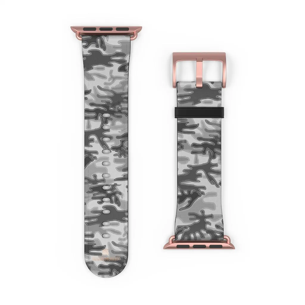 Grey Camo Apple Watch Band, 38mm/42mm Watch Band For Apple Watch- Made in USA
