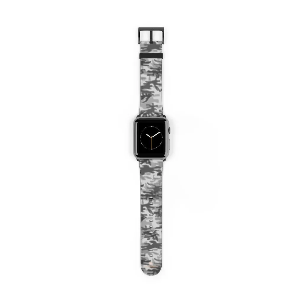 Grey Camo Apple Watch Band, 38mm/42mm Watch Band For Apple Watch- Made in USA