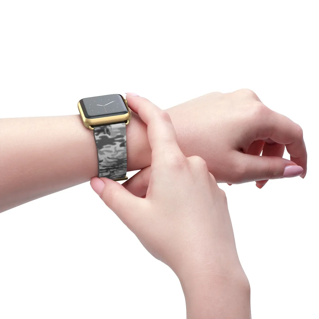 Grey Camo Apple Watch Band, 38mm/42mm Watch Band For Apple Watch- Made in USA