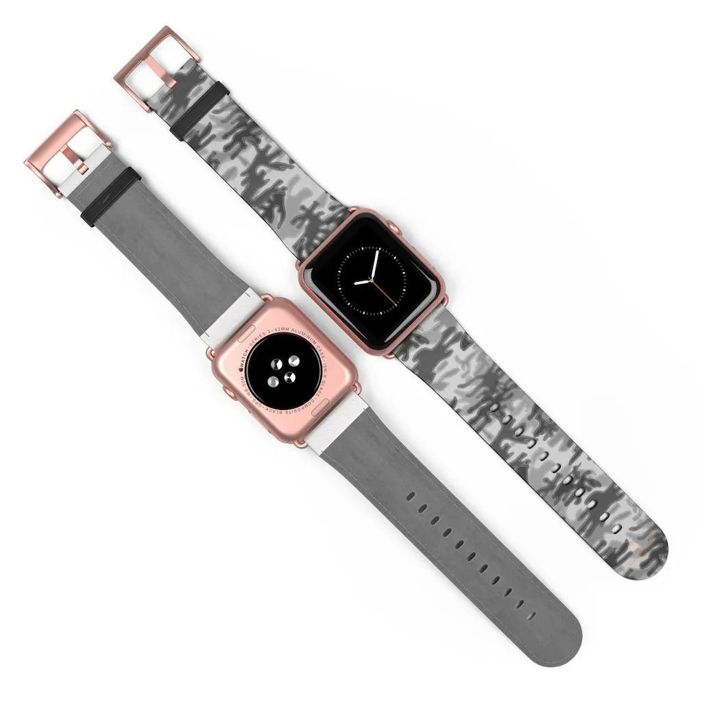 Grey Camo Apple Watch Band, 38mm/42mm Watch Band For Apple Watch- Made in USA