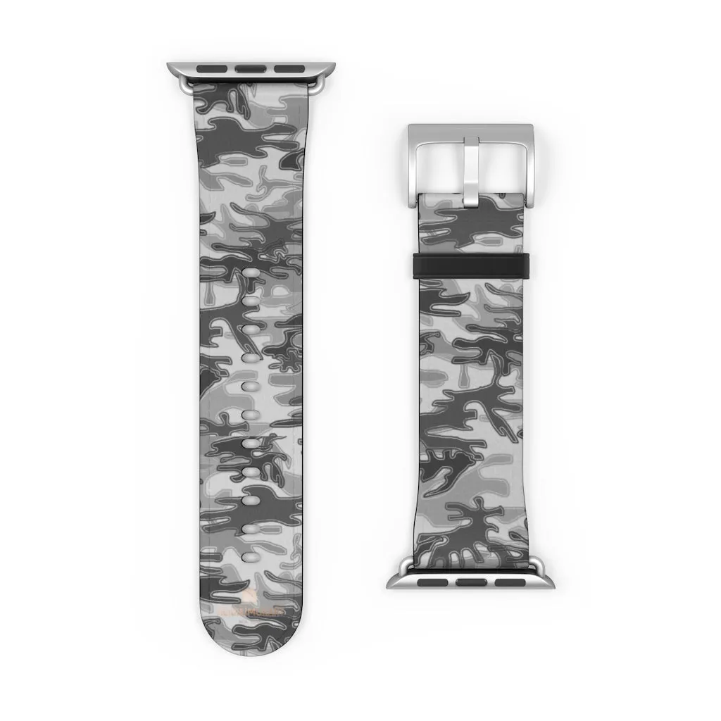 Grey Camo Apple Watch Band, 38mm/42mm Watch Band For Apple Watch- Made in USA