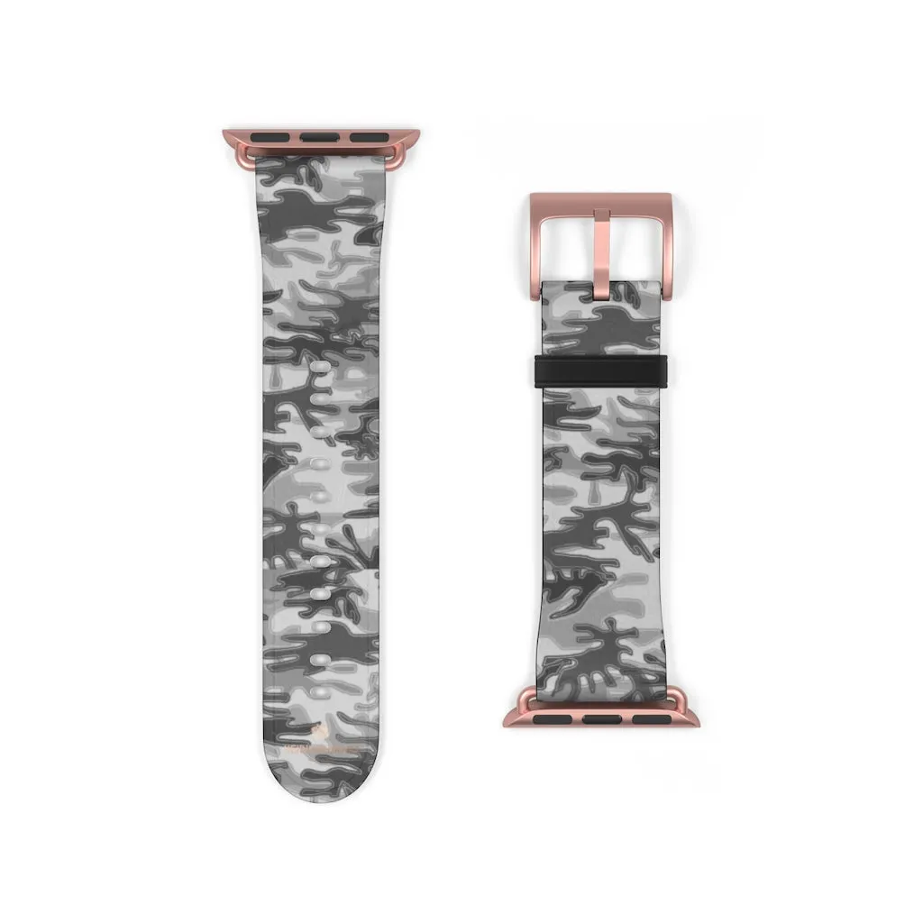 Grey Camo Apple Watch Band, 38mm/42mm Watch Band For Apple Watch- Made in USA