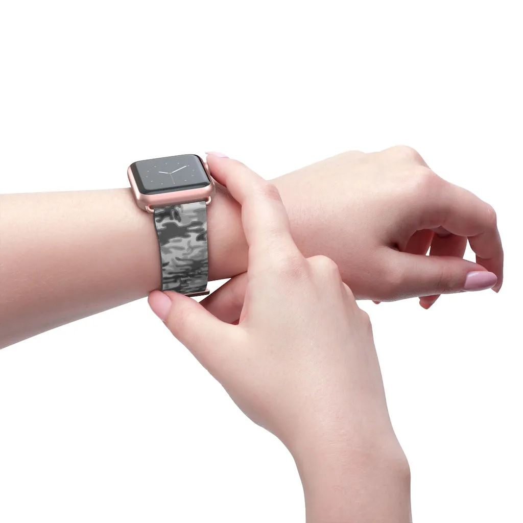 Grey Camo Apple Watch Band, 38mm/42mm Watch Band For Apple Watch- Made in USA