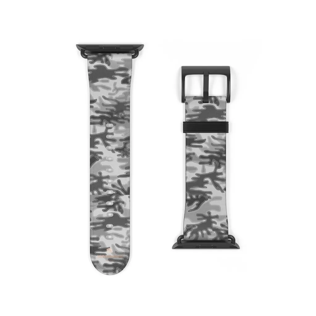 Grey Camo Apple Watch Band, 38mm/42mm Watch Band For Apple Watch- Made in USA