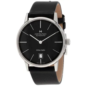 Hamilton Intra-Matic Black Dial Black Leather Men's Watch H38455731