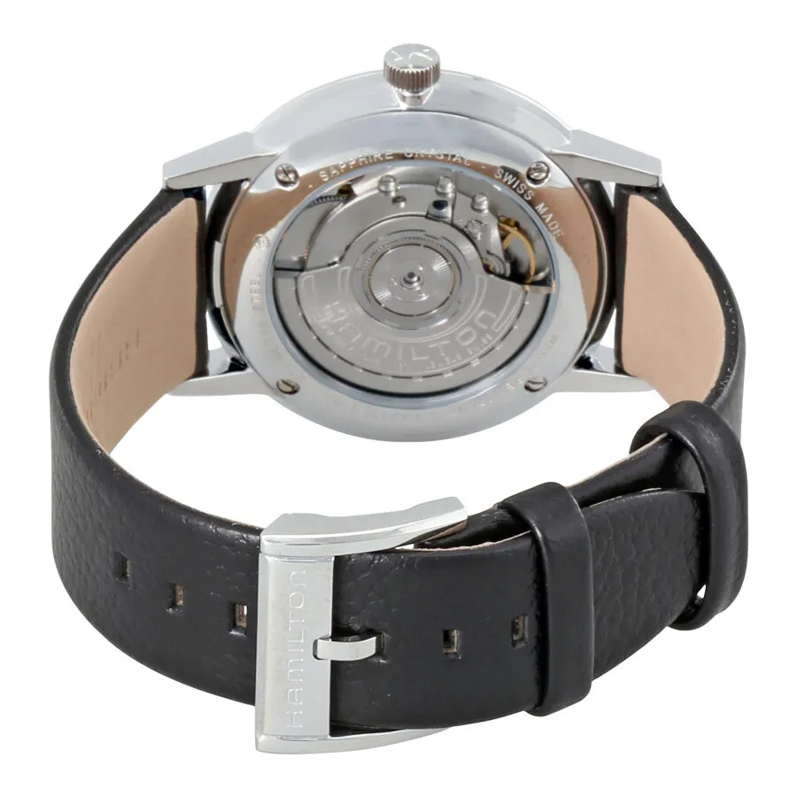 Hamilton Intra-Matic Black Dial Black Leather Men's Watch H38455731