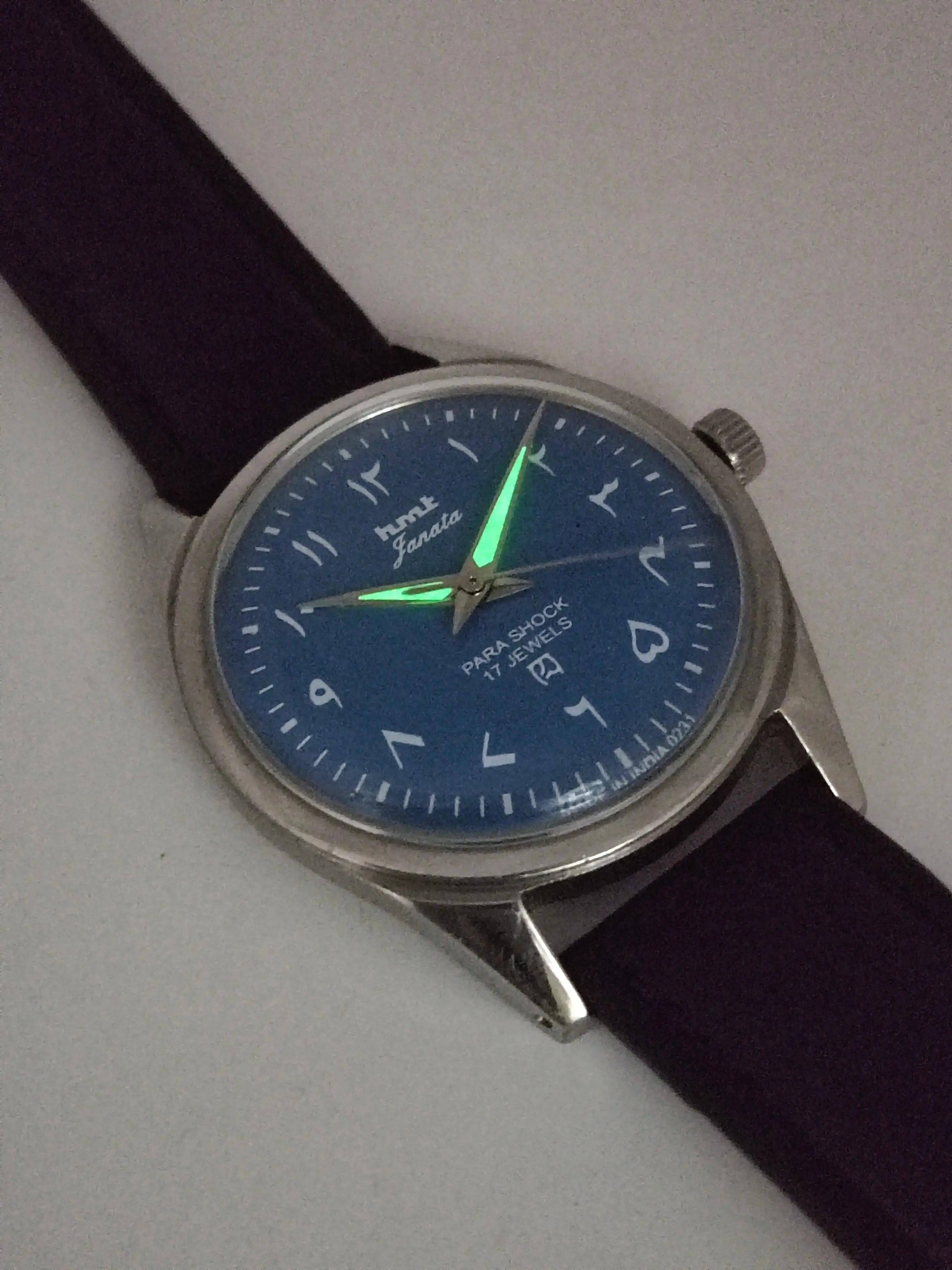 HMT Janata Para Shock 17 Jewels Urdu/Arabic Blue Dial Mechanical Hand winding Men's Wrist Watch