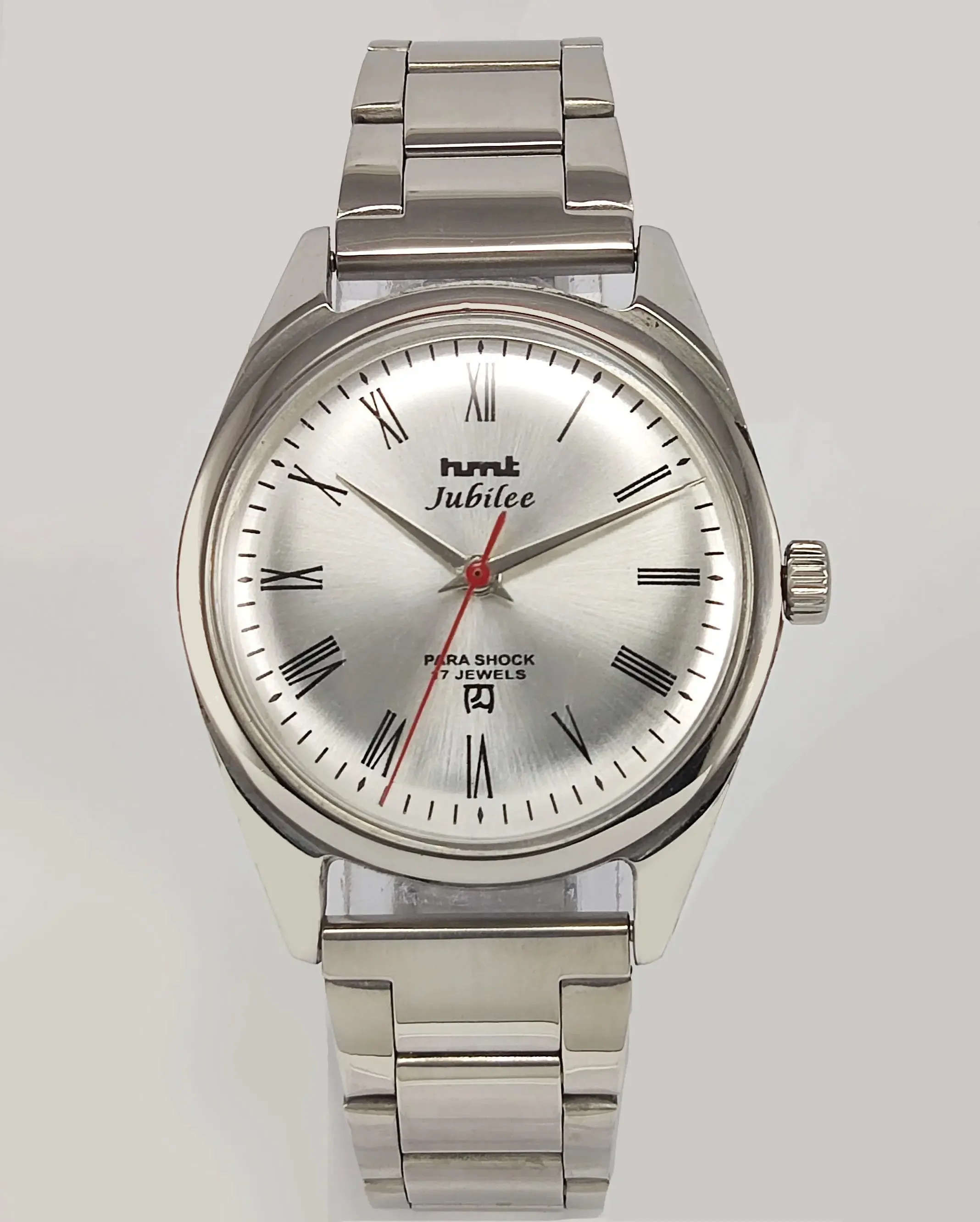 HMTJubilee Para Shock 17 Jewels Silver Dial Mechanical Hand winding Men's Wrist Watch