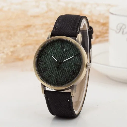 Hot Sale Wristwatch New Fashion Demin Leather Quartz Watch Analog Women Roman Scale Watch Men Casual Watch Relogio Clock