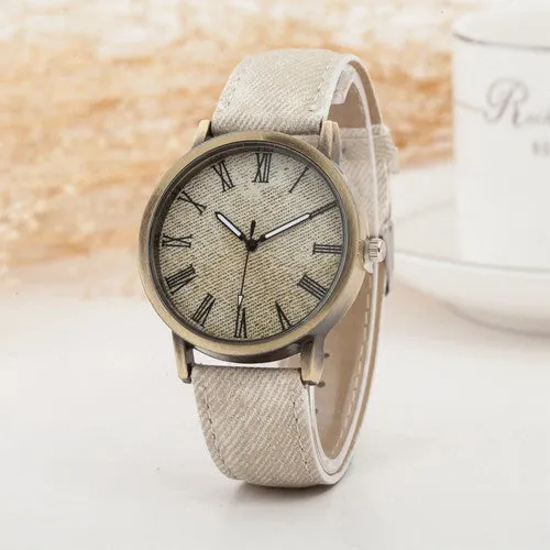 Hot Sale Wristwatch New Fashion Demin Leather Quartz Watch Analog Women Roman Scale Watch Men Casual Watch Relogio Clock