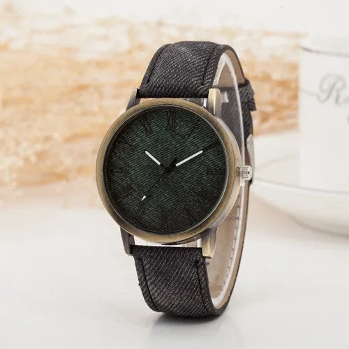 Hot Sale Wristwatch New Fashion Demin Leather Quartz Watch Analog Women Roman Scale Watch Men Casual Watch Relogio Clock