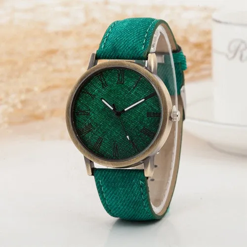Hot Sale Wristwatch New Fashion Demin Leather Quartz Watch Analog Women Roman Scale Watch Men Casual Watch Relogio Clock