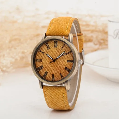 Hot Sale Wristwatch New Fashion Demin Leather Quartz Watch Analog Women Roman Scale Watch Men Casual Watch Relogio Clock