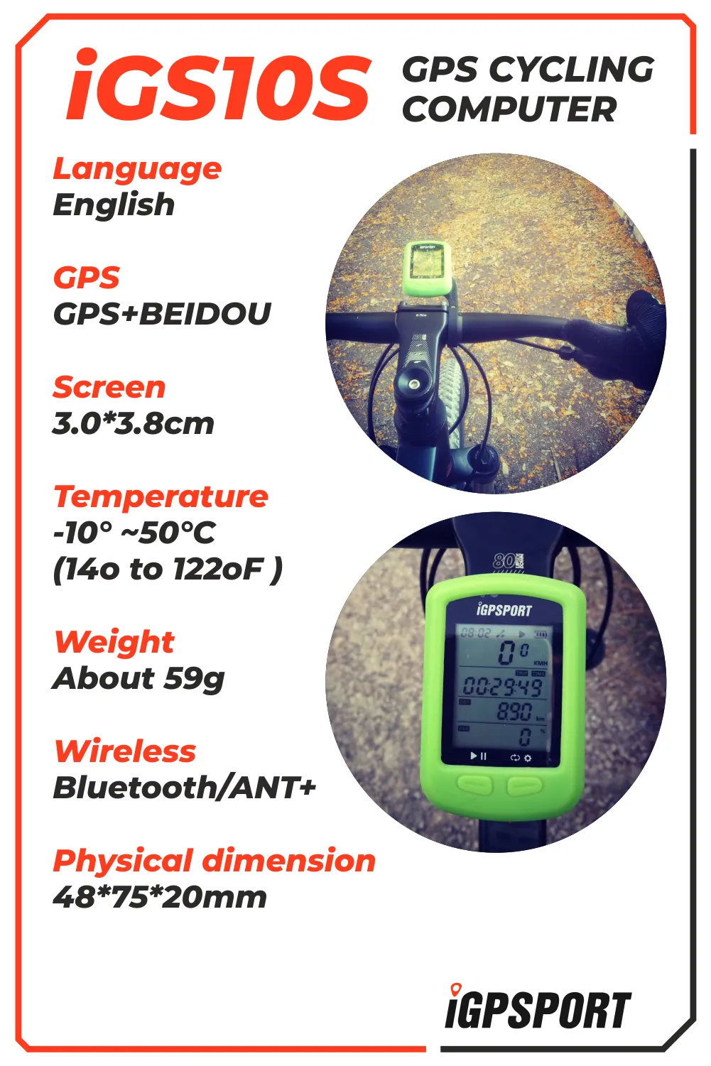 iGPSPORT iGS10S GPS Bluetooth/ANT  Cycling Computer (iGS10S)