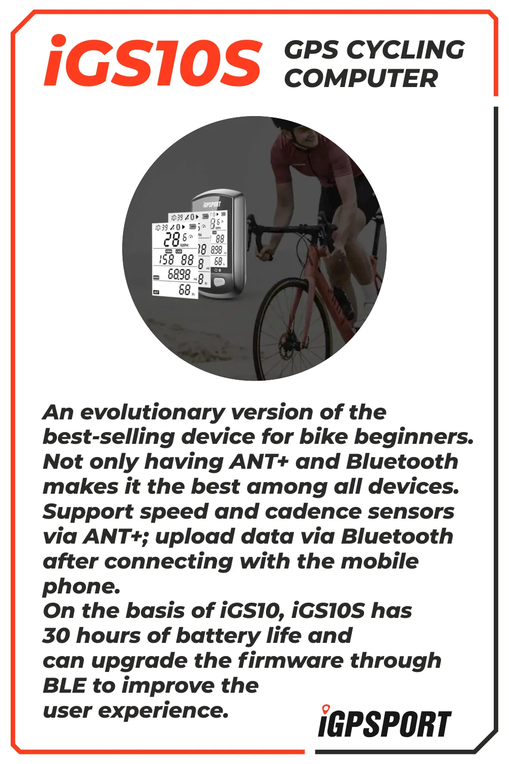 iGPSPORT iGS10S GPS Bluetooth/ANT  Cycling Computer (iGS10S)