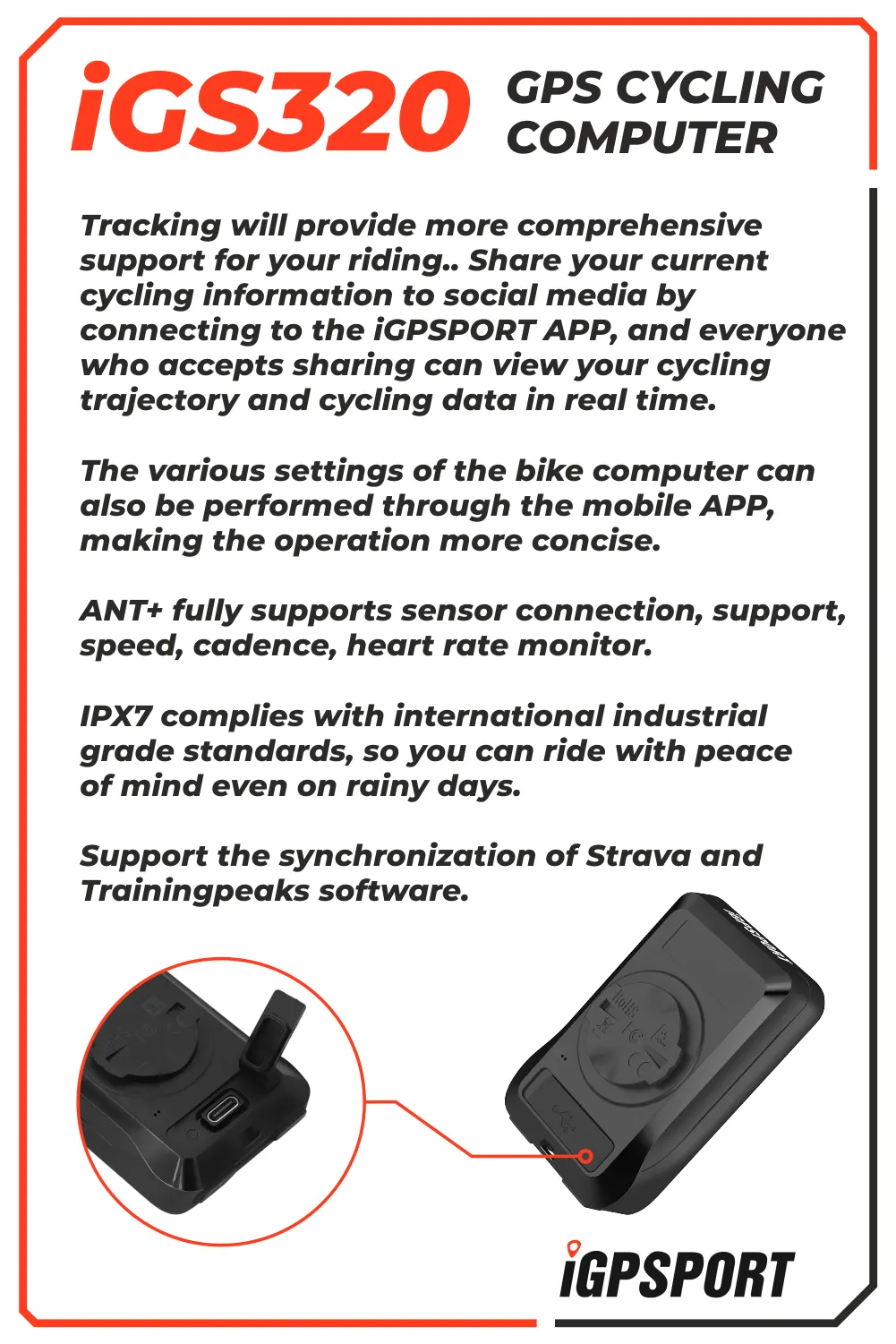 iGPSPORT iGS320 GPS Wireless Cycling Computer (IGS320)