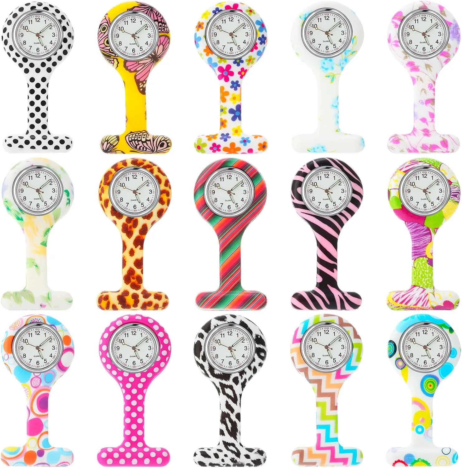 Kenning 15 Pack Clip on Nurse Watches for Women Men, Silicone Lapel Pin Pocket Fob Stethoscope Watches with Second Hand for Doctor Nurse Student Graduation Xmas Birthday Gifts