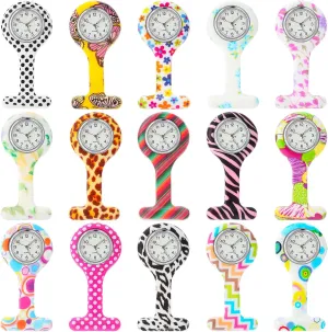 Kenning 15 Pack Clip on Nurse Watches for Women Men, Silicone Lapel Pin Pocket Fob Stethoscope Watches with Second Hand for Doctor Nurse Student Graduation Xmas Birthday Gifts