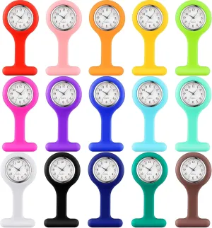 Kenning 15 Pack Clip on Nurse Watches for Women Men, Silicone Lapel Pin Pocket Fob Stethoscope Watches with Second Hand for Doctor Nurse Student Graduation Xmas Birthday Gifts(Multicolor)