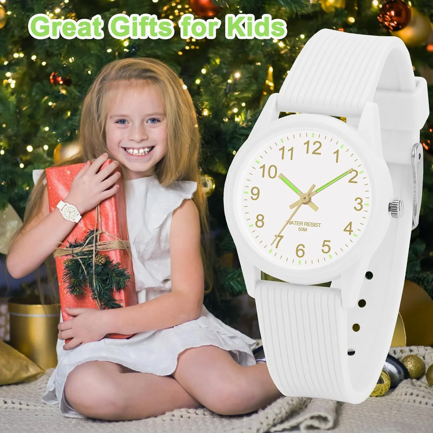 Kids Analog Watches for Girls Boys Watches with Soft Band Learning Time 50M Waterproof Children Watch Easy to Read for Ages 4-12 Kids Gift