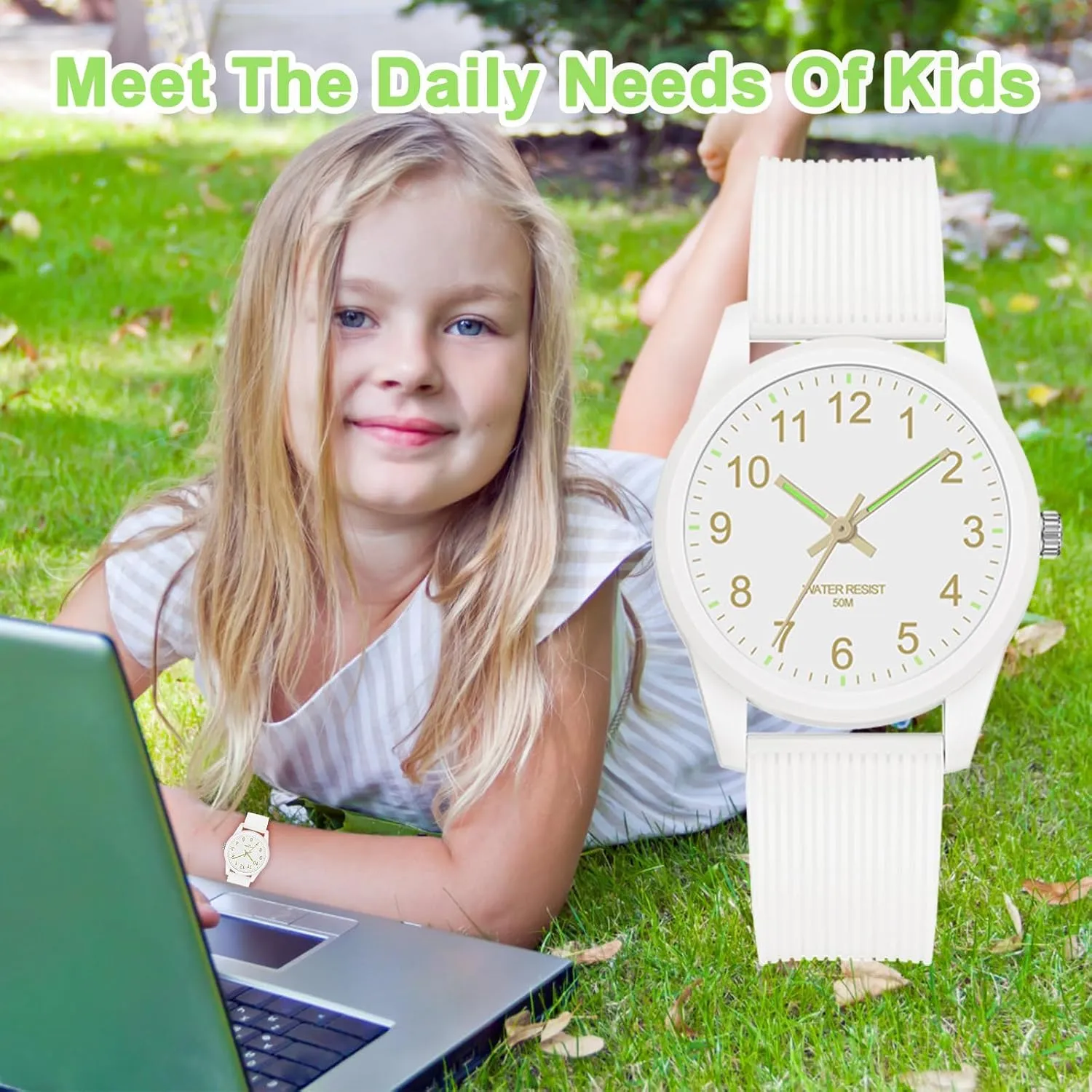 Kids Analog Watches for Girls Boys Watches with Soft Band Learning Time 50M Waterproof Children Watch Easy to Read for Ages 4-12 Kids Gift