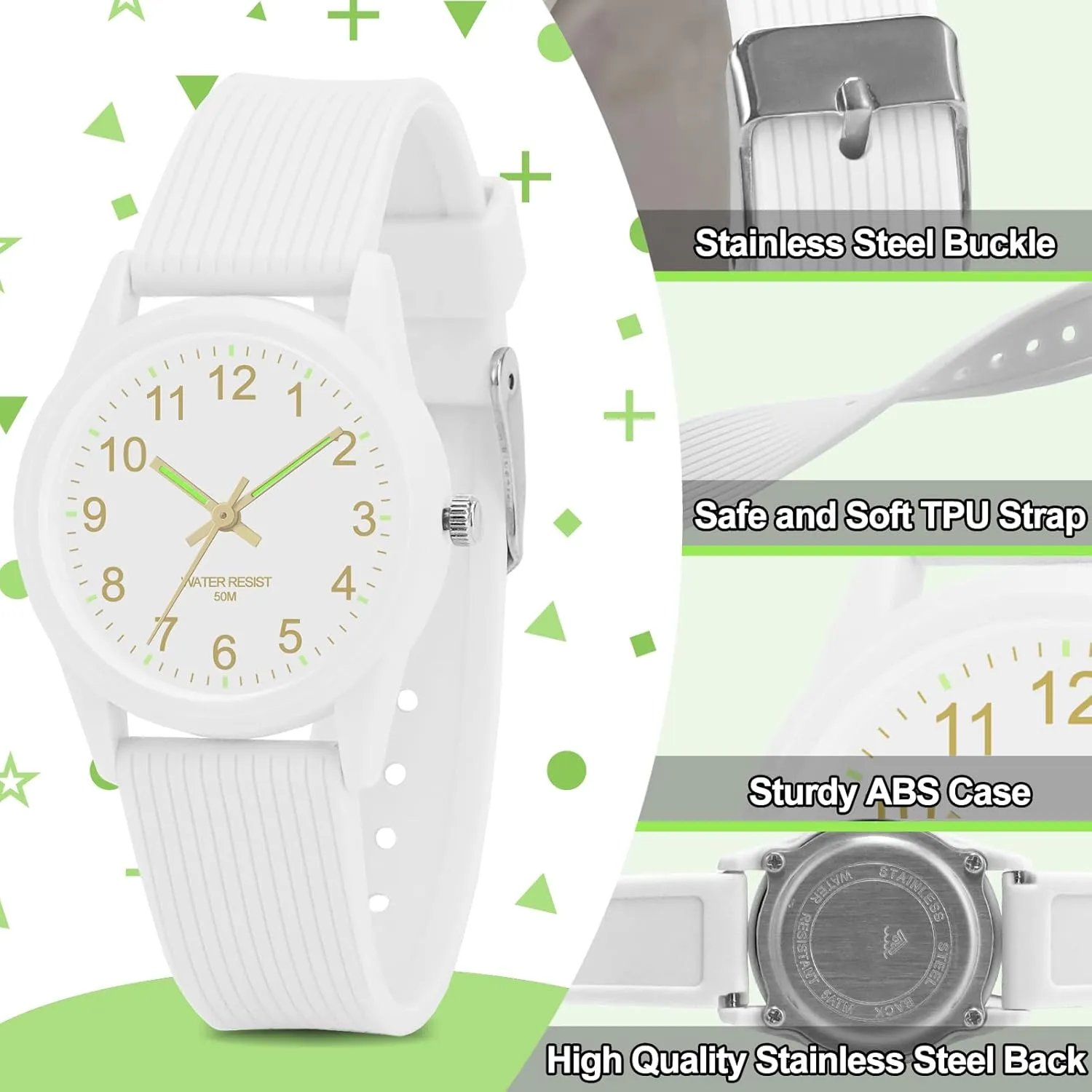 Kids Analog Watches for Girls Boys Watches with Soft Band Learning Time 50M Waterproof Children Watch Easy to Read for Ages 4-12 Kids Gift
