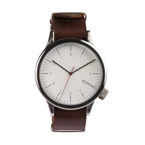 Komono Magnus Silver Burgundy Watch