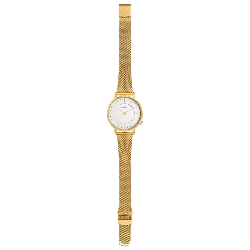 Komono Womens Gold Stainless Steel Band White Quartz Dial Watch - KOM-W4109