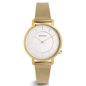 Komono Womens Gold Stainless Steel Band White Quartz Dial Watch - KOM-W4109