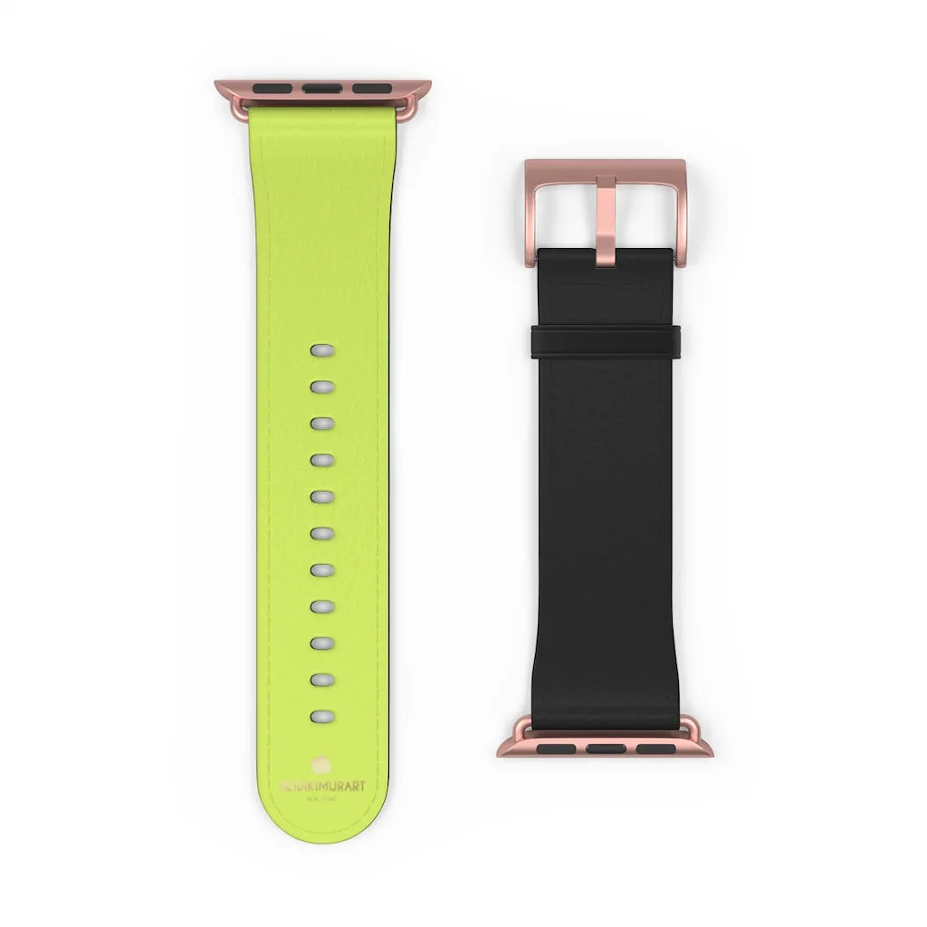 Light Green Black Watch Band, Dual Solid Color Print Premium 38mm/42mm Watch Band- Made in USA