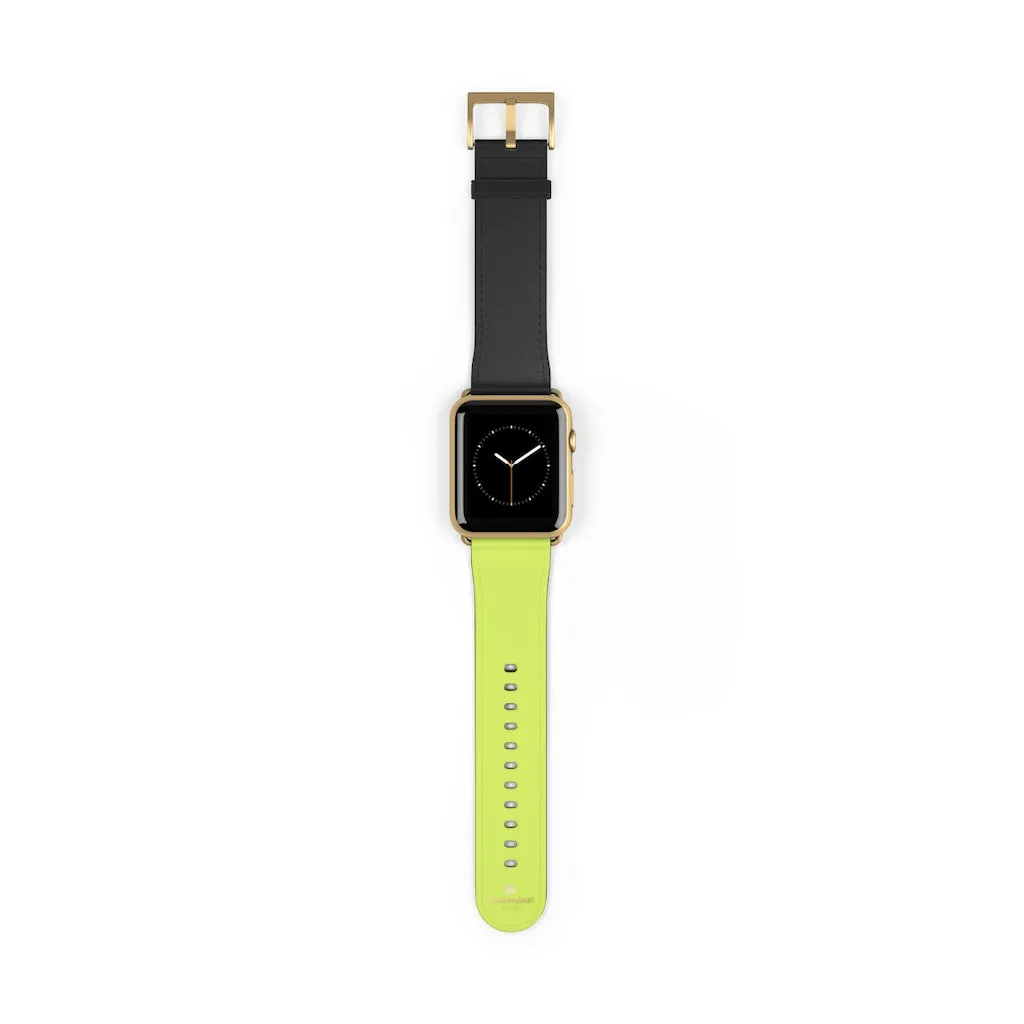 Light Green Black Watch Band, Dual Solid Color Print Premium 38mm/42mm Watch Band- Made in USA