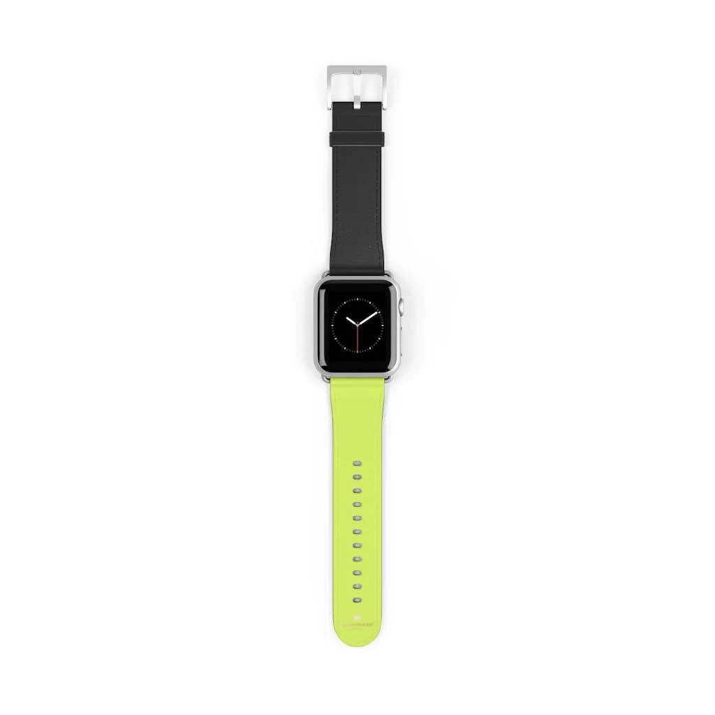 Light Green Black Watch Band, Dual Solid Color Print Premium 38mm/42mm Watch Band- Made in USA