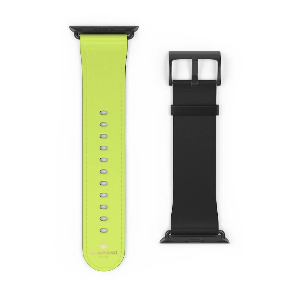 Light Green Black Watch Band, Dual Solid Color Print Premium 38mm/42mm Watch Band- Made in USA