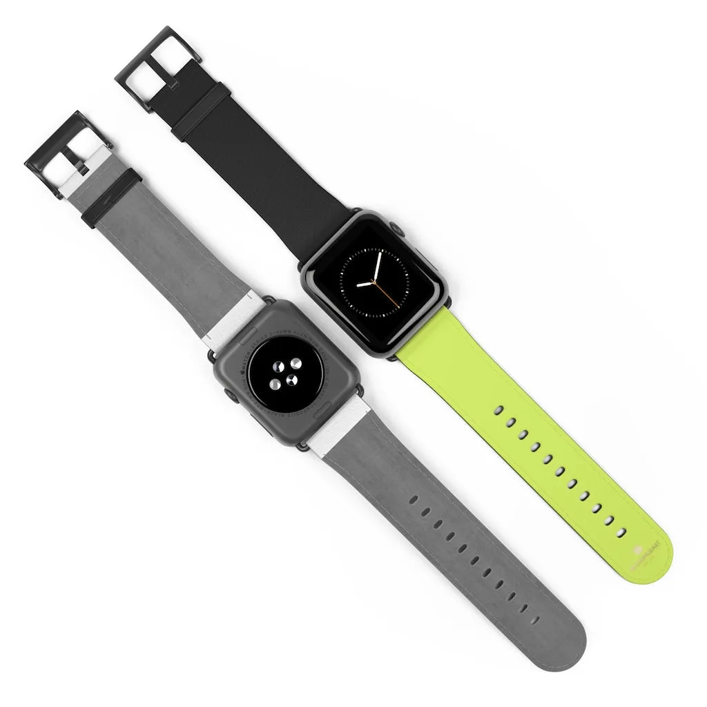 Light Green Black Watch Band, Dual Solid Color Print Premium 38mm/42mm Watch Band- Made in USA