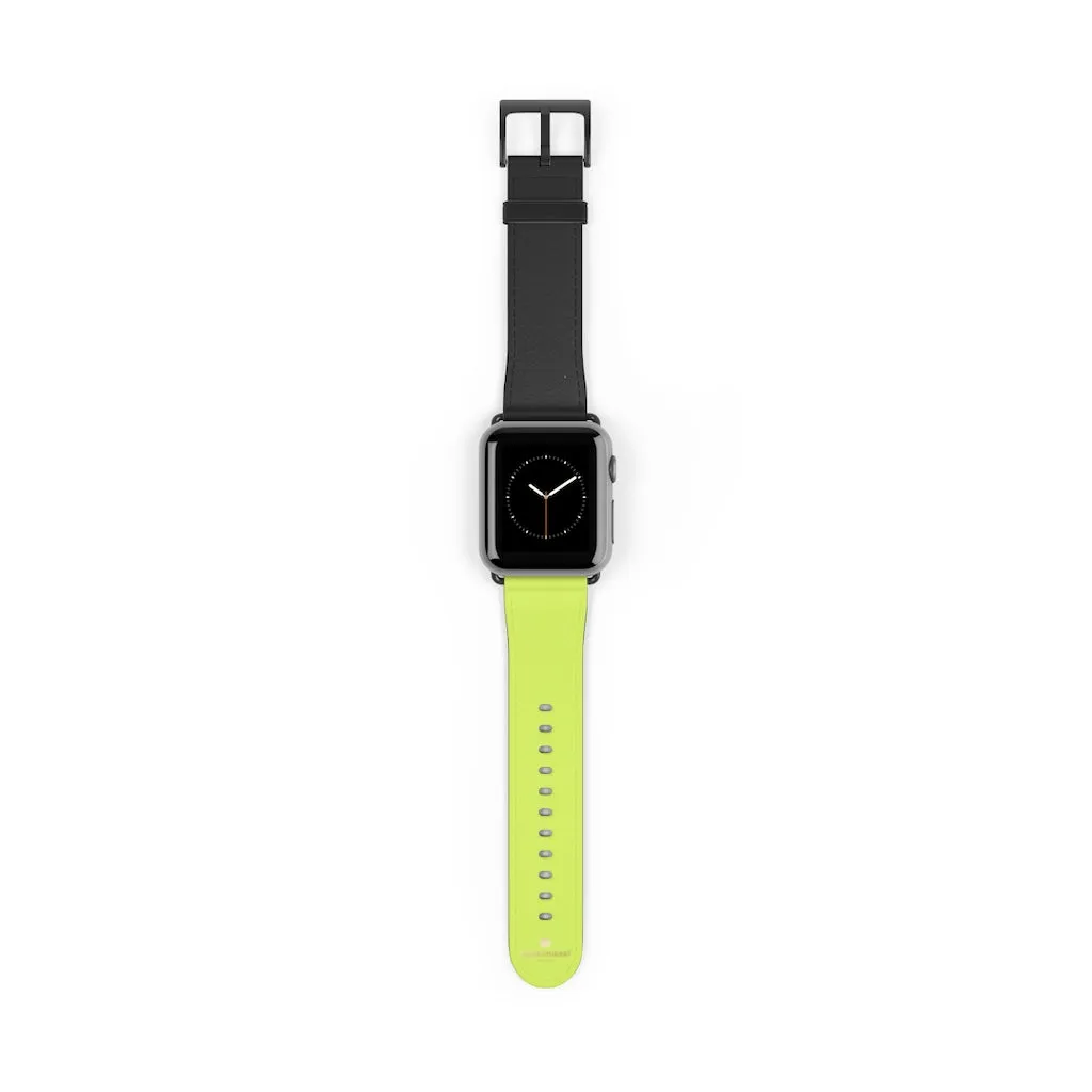 Light Green Black Watch Band, Dual Solid Color Print Premium 38mm/42mm Watch Band- Made in USA