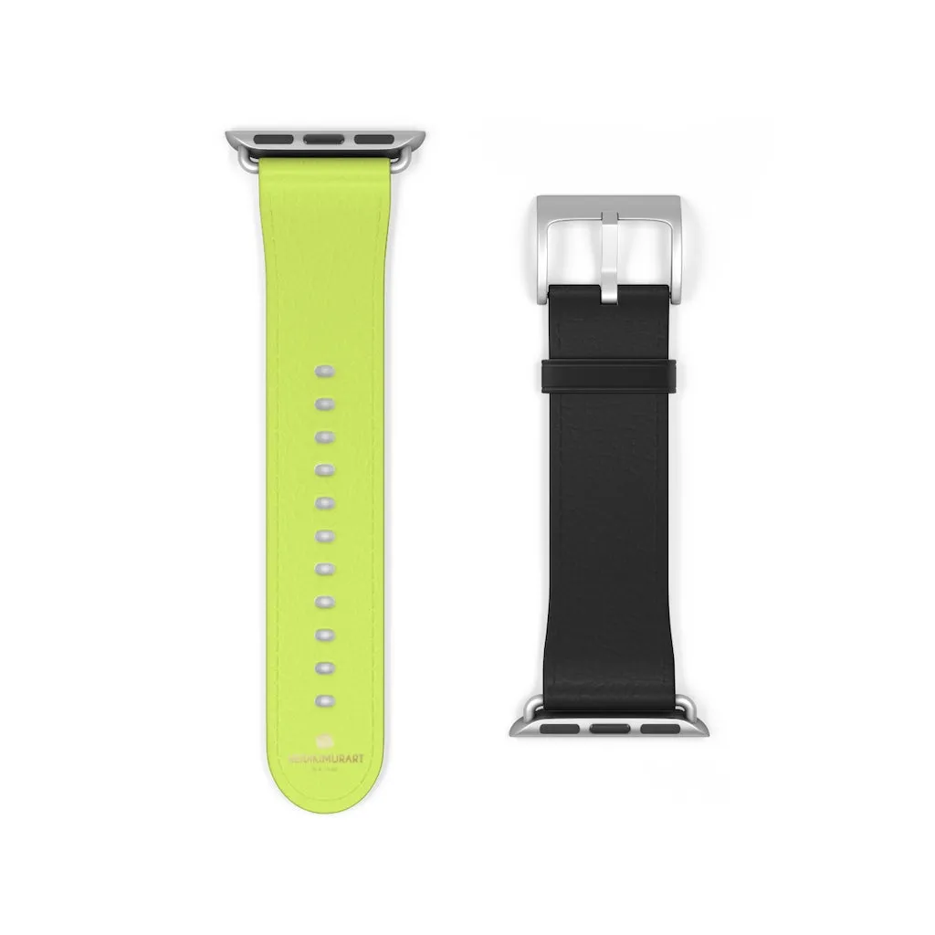 Light Green Black Watch Band, Dual Solid Color Print Premium 38mm/42mm Watch Band- Made in USA