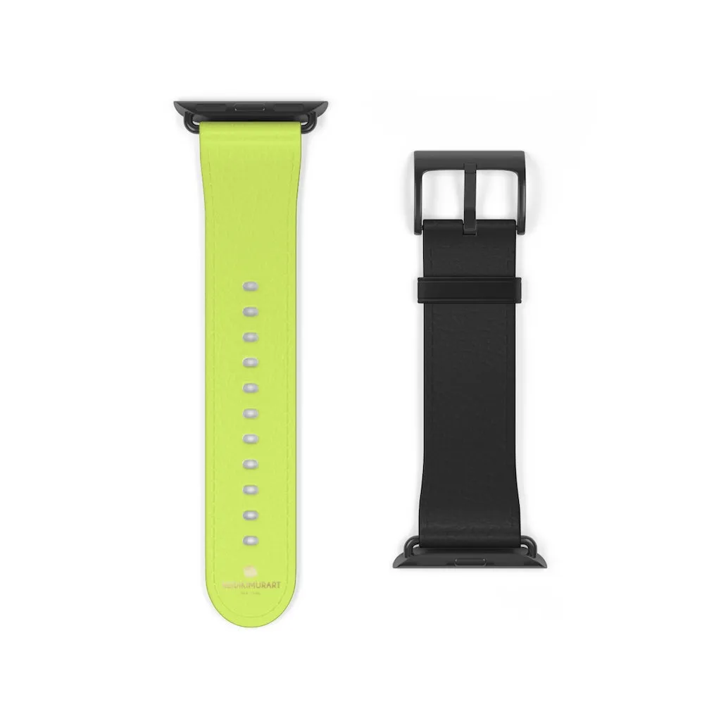 Light Green Black Watch Band, Dual Solid Color Print Premium 38mm/42mm Watch Band- Made in USA