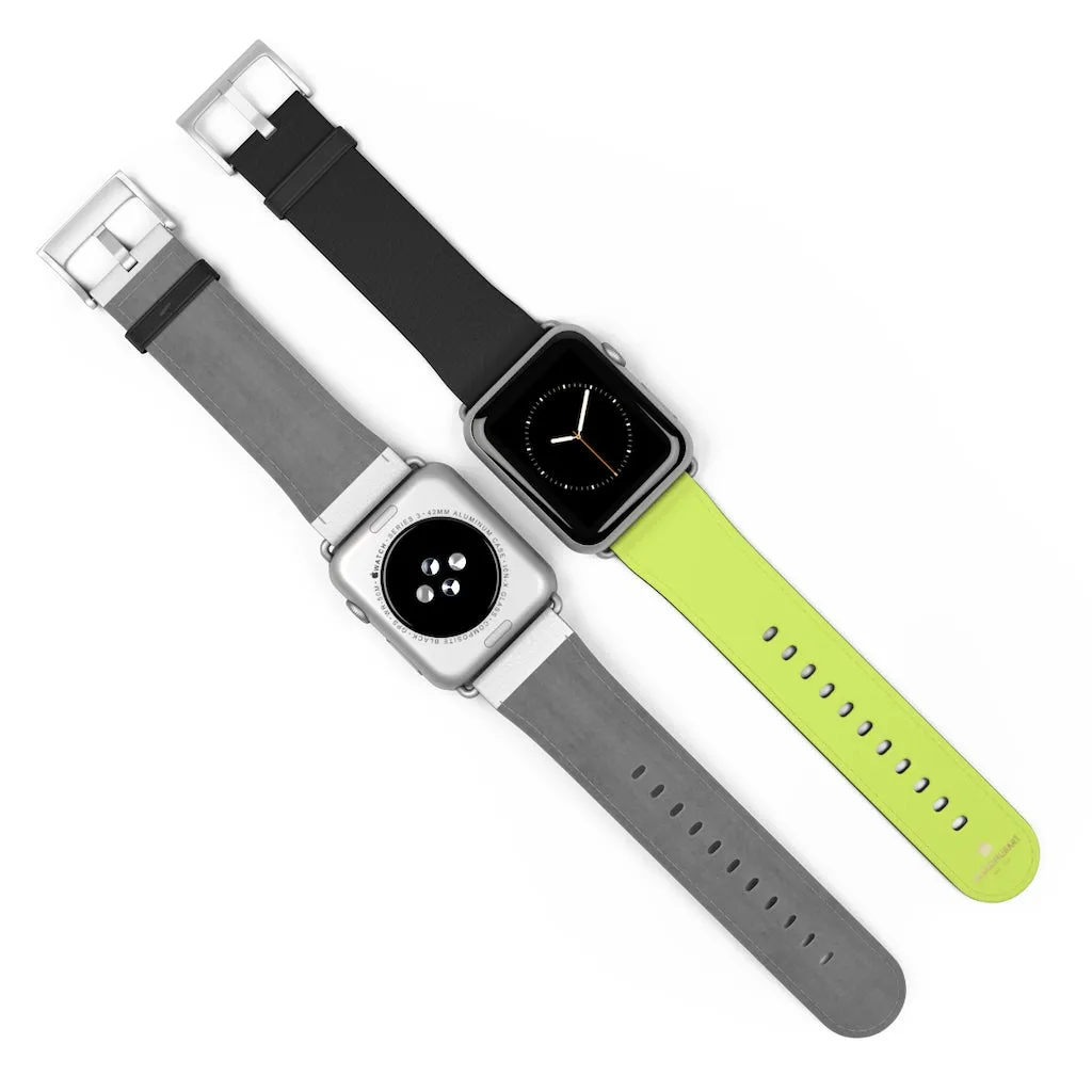 Light Green Black Watch Band, Dual Solid Color Print Premium 38mm/42mm Watch Band- Made in USA