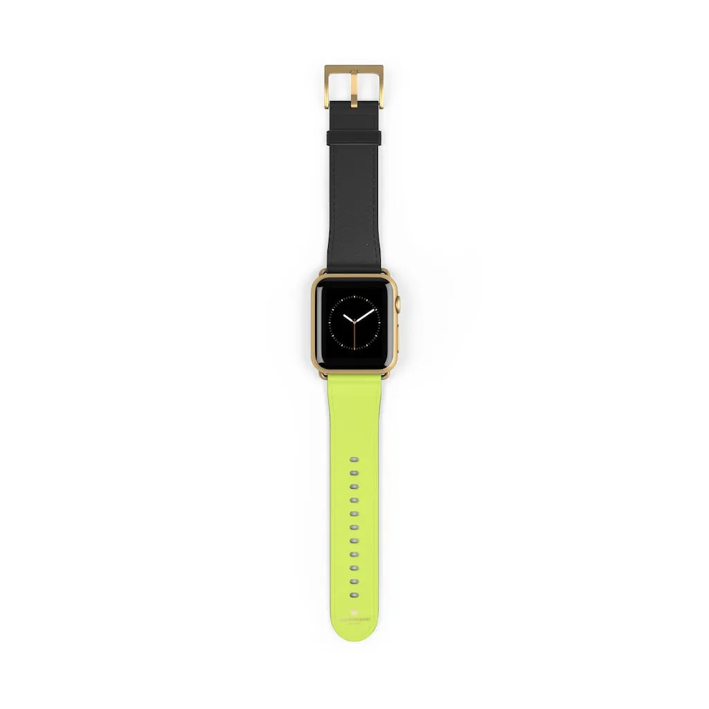 Light Green Black Watch Band, Dual Solid Color Print Premium 38mm/42mm Watch Band- Made in USA