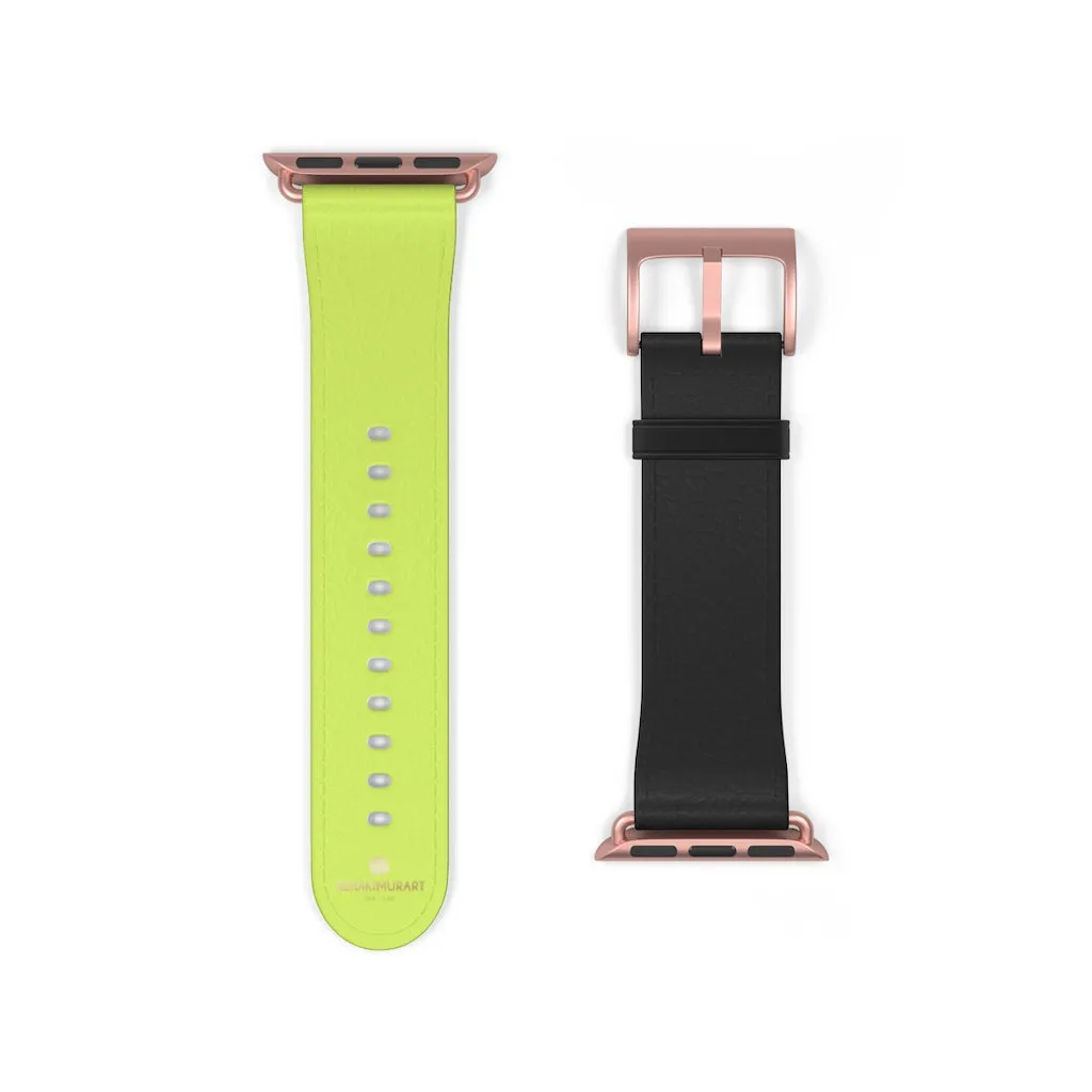 Light Green Black Watch Band, Dual Solid Color Print Premium 38mm/42mm Watch Band- Made in USA